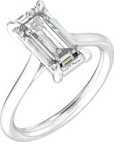 14K Gold Emerald Claw-Prong Solitaire Lab-Grown Diamond Engagement Ring – 1–3 CTW - White Gold
