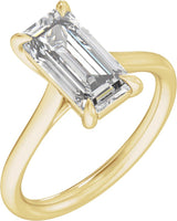 14K Gold Emerald Claw-Prong Solitaire Lab-Grown Diamond Engagement Ring – 1–3 CTW - Yellow Gold