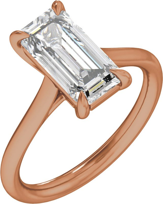 14K Gold Emerald Claw-Prong Solitaire Lab-Grown Diamond Engagement Ring – 1–3 CTW - Rose Gold