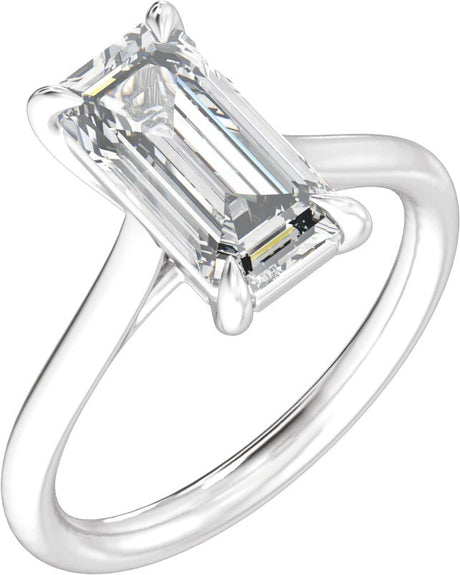 Platinum Emerald Claw-Prong Solitaire Lab-Grown Diamond Engagement Ring – 1–3 CTW