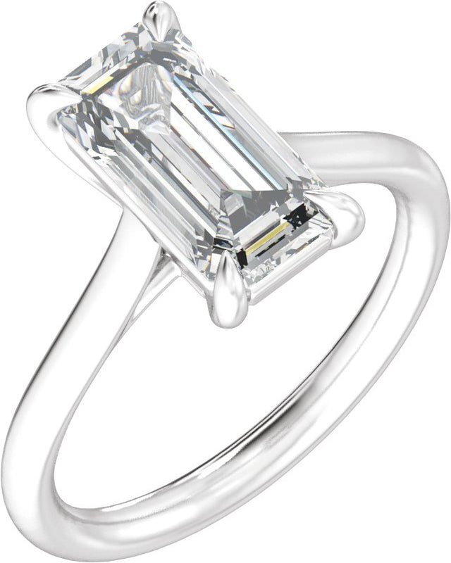 Platinum Emerald Claw-Prong Solitaire Lab-Grown Diamond Engagement Ring – 1–3 CTW