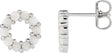 Platinum Round Natural White Opal Halo-Style Cabochon Earrings