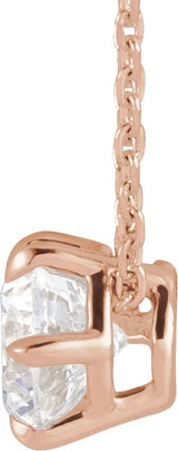 14K Gold Round Lab-Grown Diamond Solitaire Necklace or Slide Pendant - Rose Gold - view 6
