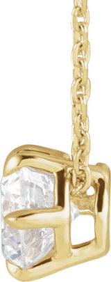 14K Gold Round Lab-Grown Diamond Solitaire Necklace or Slide Pendant - Yellow Gold - view 6
