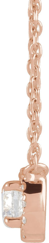 14K Gold Round Natural Diamond French-Set Halo-Style Necklace - Rose Gold - view 6