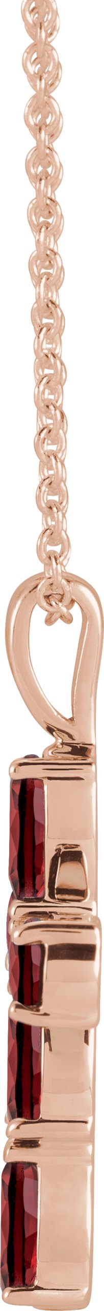 14K Gold Pear Natural Mozambique Garnet Cross Necklace or Pendant - Rose Gold - view 5