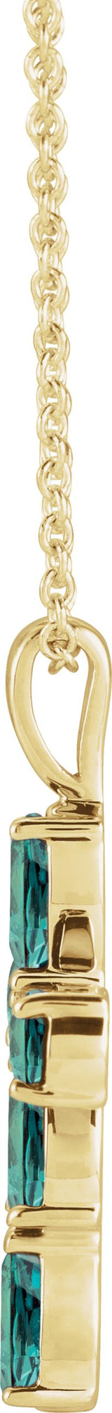 14K Gold Pear Lab-Grown Alexandrite Cross Necklace or Pendant - Yellow Gold - view 4