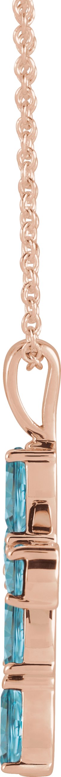 14K Gold Pear Natural Blue Zircon Cross Necklace or Pendant - Rose Gold - view 5
