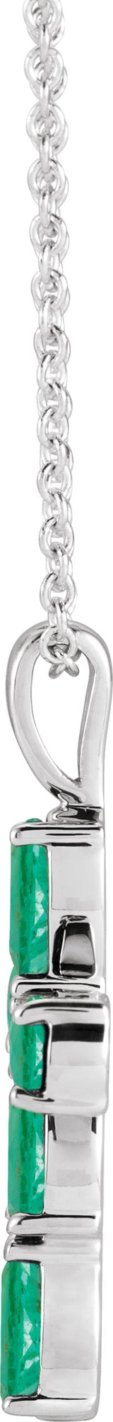 Platinum Pear Lab-Grown Emerald Cross Necklace or Pendant - view 5