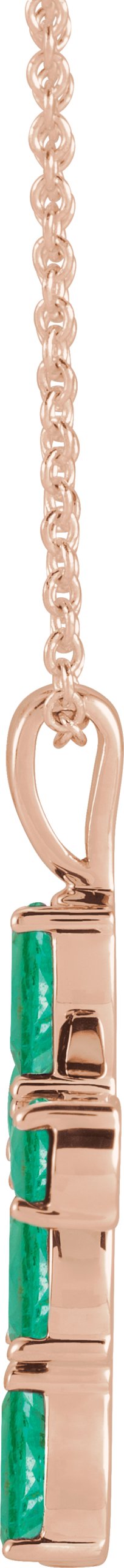 14K Gold Pear Natural Emerald Cross Necklace or Pendant - Rose Gold - view 5