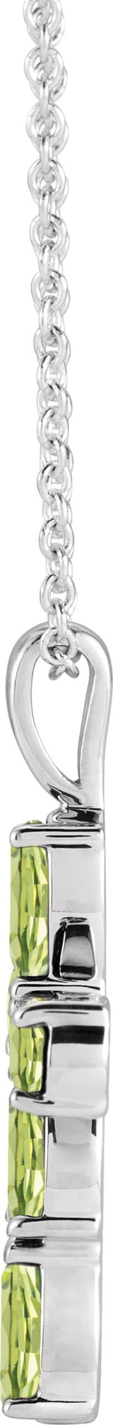 Platinum Pear Natural Peridot Cross Necklace or Pendant - view 5