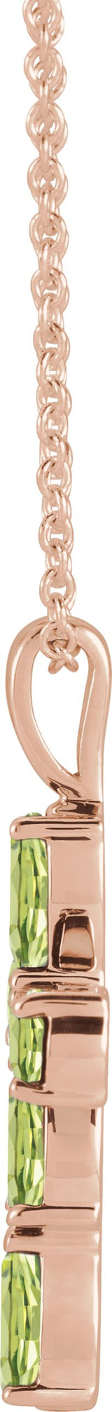 14K Gold Pear Natural Peridot Cross Necklace or Pendant - Rose Gold - view 5