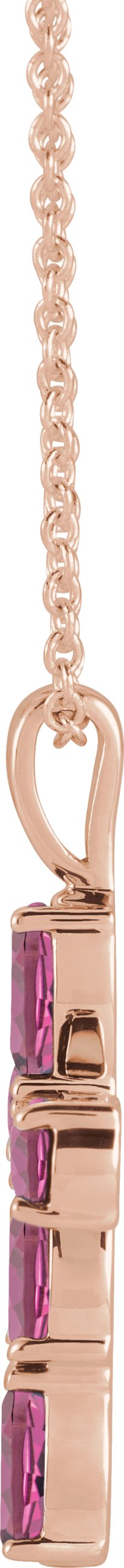 14K Gold Pear Natural Pink Tourmaline Cross Necklace or Pendant - Rose Gold - view 5