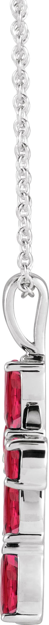 Platinum Pear Natural Ruby Cross Necklace or Pendant - view 5