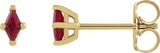 14K Gold Lab-Grown Ruby Lozenge 4-Prong Stud Earrings - Yellow Gold