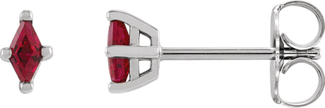 14K Gold Lab-Grown Ruby Lozenge 4-Prong Stud Earrings - White Gold