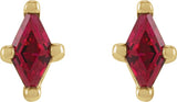 14K Gold Lab-Grown Ruby Lozenge 4-Prong Stud Earrings - Yellow Gold - view 2