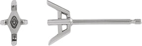 Platinum Lab-Grown Ruby Lozenge 4-Prong Stud Earrings