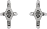 Platinum Lab-Grown Ruby Lozenge 4-Prong Stud Earrings - view 2