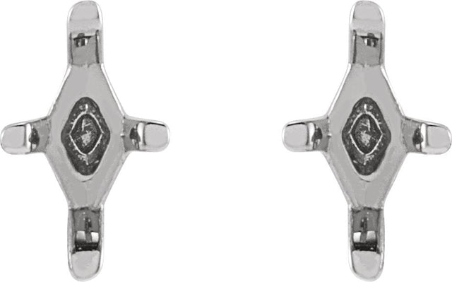Platinum Lab-Grown Ruby Lozenge 4-Prong Stud Earrings - view 2