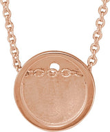 14K Gold Round Natural White Sapphire Engravable Disc Necklace or Slide Pendant - Rose Gold - view 3