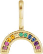 14K Gold Round Natural Multi-Gemstone Rainbow Pendant - Yellow Gold