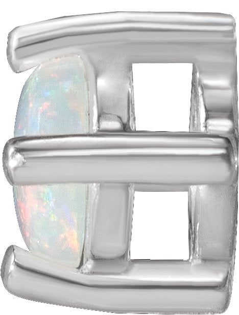 14K Gold Natural White Opal Round 4-Prong Cabochon Pendant - White Gold - view 2