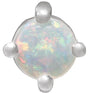 14K Gold Natural White Opal Round 4-Prong Cabochon Pendant - White Gold