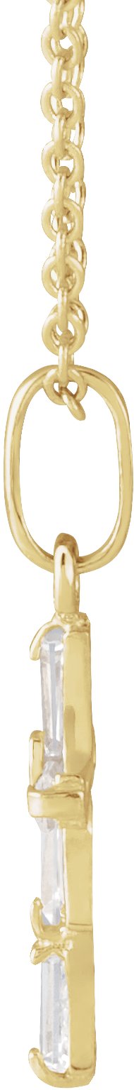 14K Gold Tapered Baguette White Cubic Zirconia Youth Cross Necklace – 3x1.5mm - view 2