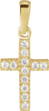 14K Gold Round White Cubic Zirconia Youth Cross Necklace