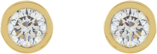 14K Gold Natural Diamond Round Micro Bezel-Set Stud Earrings – 1.25-2.5mm Stones - Yellow Gold - view 6