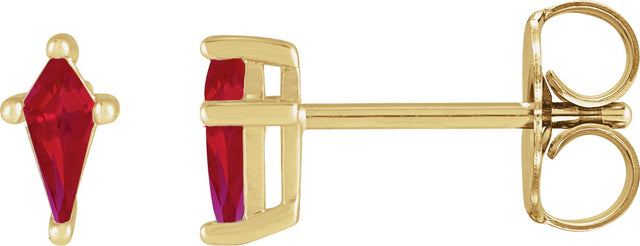 14K Gold Lab-Grown Ruby Kite 4-Prong Stud Earrings - Yellow Gold