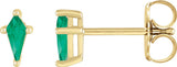 14K Gold Lab-Grown Emerald Kite 4-Prong Stud Earrings - Yellow Gold