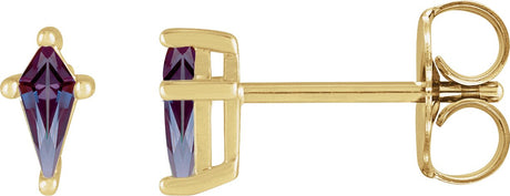 14K Gold Lab-Grown Alexandrite Kite 4-Prong Stud Earrings - Yellow Gold