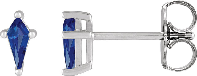 14K Gold Lab-Grown Blue Sapphire Kite 4-Prong Stud Earrings - White Gold