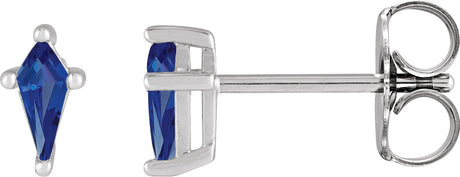 Platinum Lab-Grown Blue Sapphire Kite 4-Prong Stud Earrings