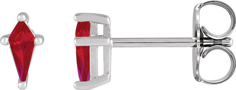 14K Gold Lab-Grown Ruby Kite 4-Prong Stud Earrings - White Gold