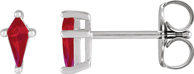 14K Gold Lab-Grown Ruby Kite 4-Prong Stud Earrings - White Gold