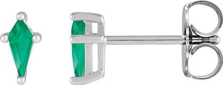 14K Gold Lab-Grown Emerald Kite 4-Prong Stud Earrings - White Gold