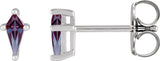 14K Gold Lab-Grown Alexandrite Kite 4-Prong Stud Earrings - White Gold