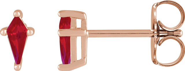 14K Gold Lab-Grown Ruby Kite 4-Prong Stud Earrings - Rose Gold