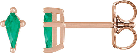 14K Gold Lab-Grown Emerald Kite 4-Prong Stud Earrings - Rose Gold