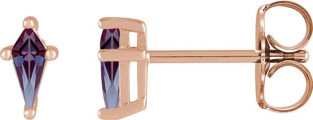 14K Gold Lab-Grown Alexandrite Kite 4-Prong Stud Earrings - Rose Gold