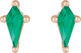 14K Gold Lab-Grown Emerald Kite 4-Prong Stud Earrings - Rose Gold - view 2
