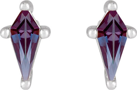Platinum Lab-Grown Alexandrite Kite 4-Prong Stud Earrings - view 2