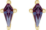 14K Gold Lab-Grown Alexandrite Kite 4-Prong Stud Earrings - Yellow Gold - view 2