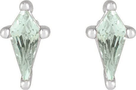 Platinum Lab-Grown Green Sapphire Kite 4-Prong Stud Earrings - view 2