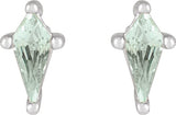 14K Gold Lab-Grown Green Sapphire Kite 4-Prong Stud Earrings - White Gold - view 2