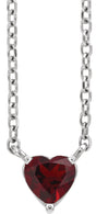 Platinum Heart Natural Mozambique Garnet Solitaire Necklace