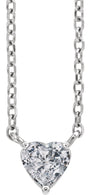 Platinum Heart Natural White Sapphire Solitaire Necklace